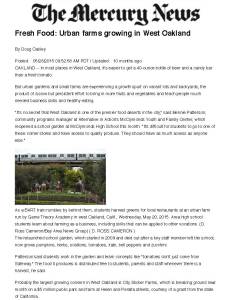 Fresh Food- Urban farms growing in West Oakland - San Jose Mercury News